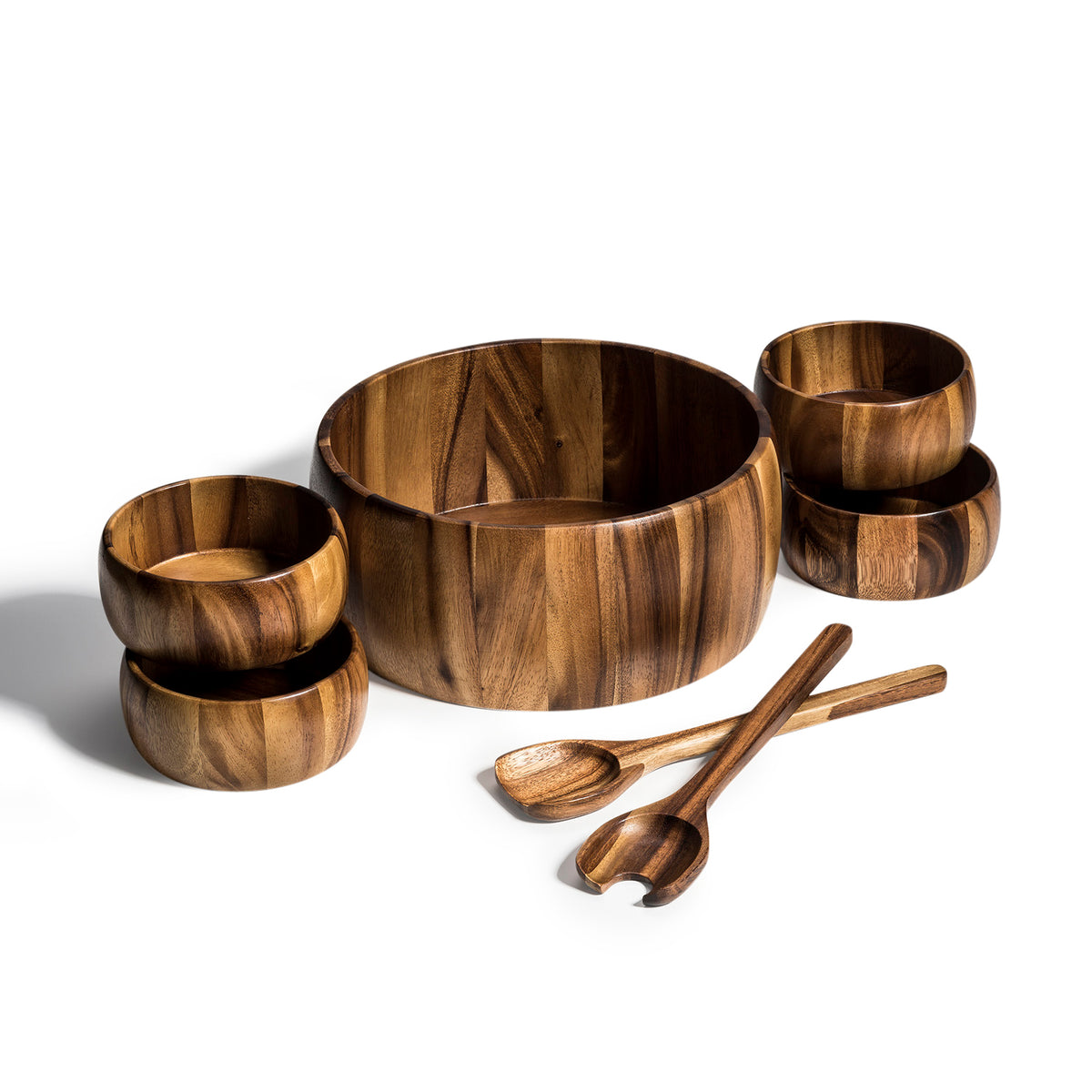 OAK & EMBER 7 Piece - Extra Large Salad Bowl with Servers and 4 Individuals
