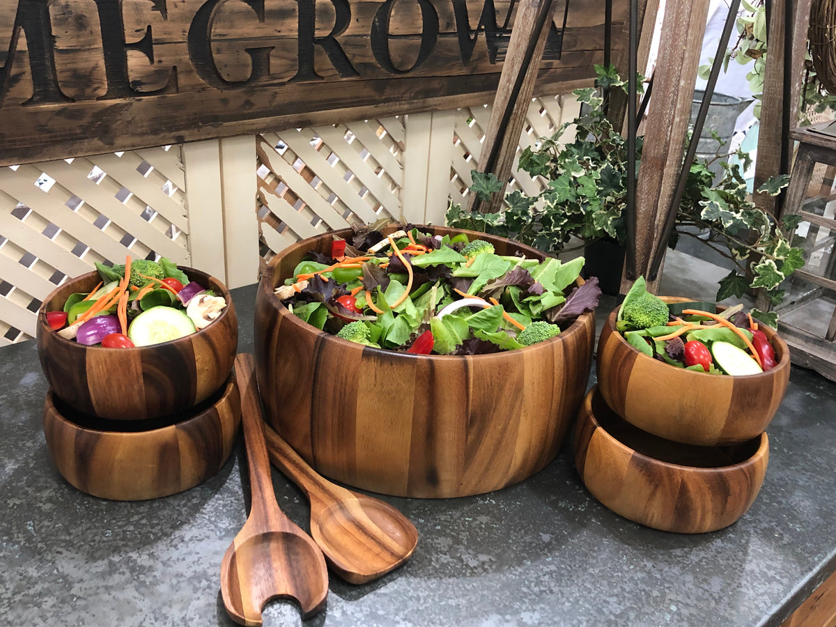 OAK & EMBER 7 Piece - Extra Large Salad Bowl with Servers and 4 Individuals