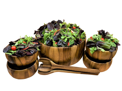 OAK & EMBER 7 Piece - Extra Large Salad Bowl with Servers and 4 Individuals
